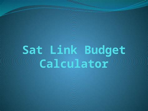 satellite link budget calculation